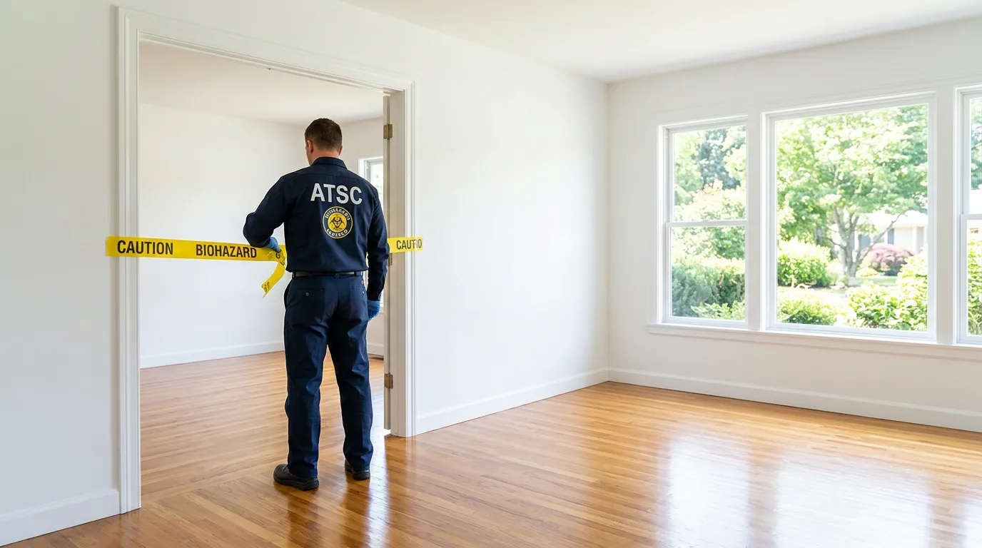 Certified biohazard cleanup crew performing Trauma Scene Cleanup in Swansea
